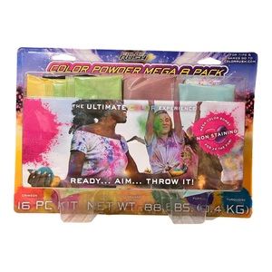 Color Rush Mega 8 Pack Holi Color Powder Packets-Crimson, Fuchsia, Yellow, Oran